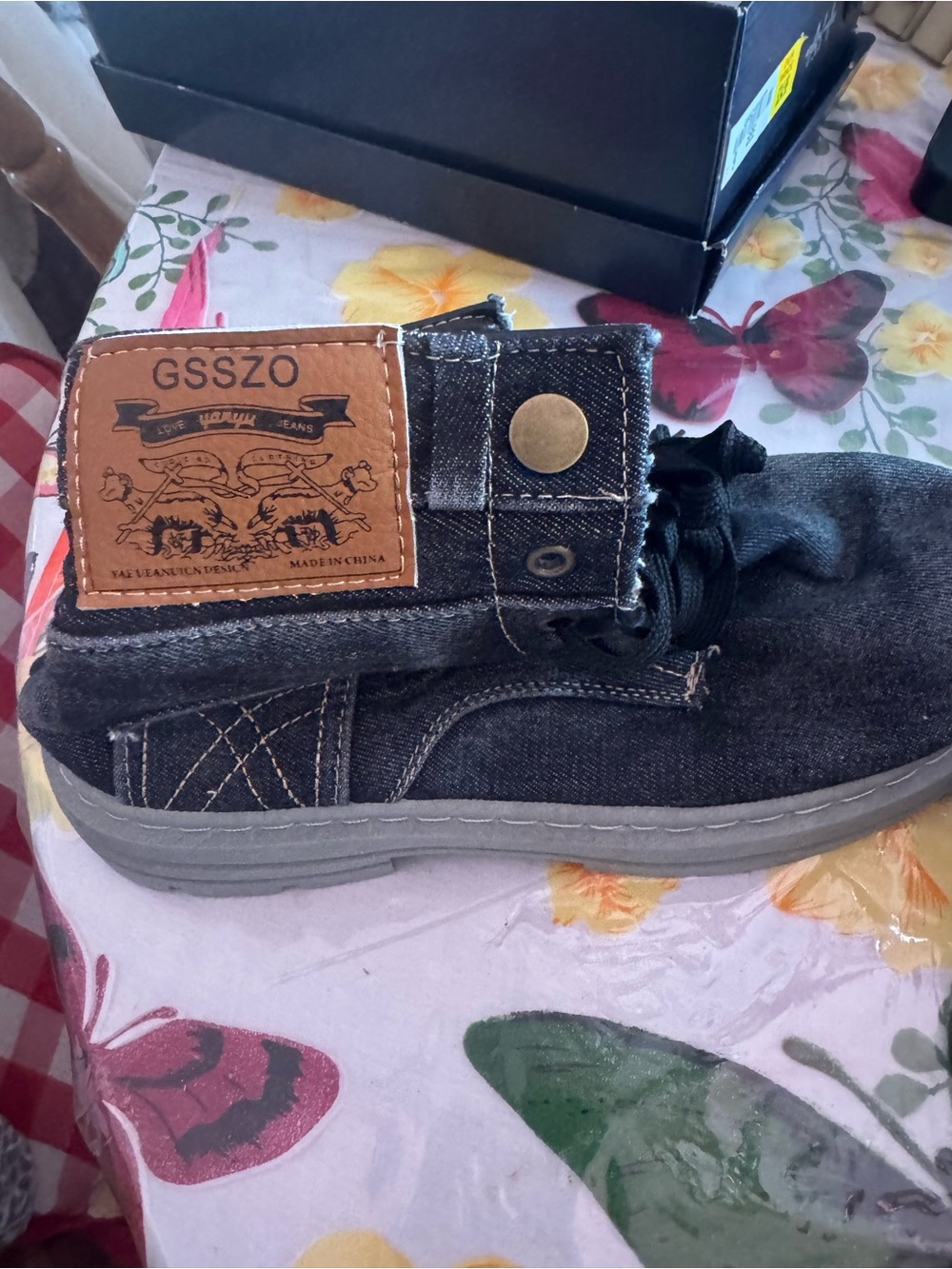 Men's Black Denim High-Top Sneaker